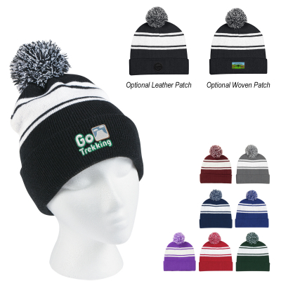 Two-Tone 100% Acrylic Beanie or Touque with Pom and Cuff